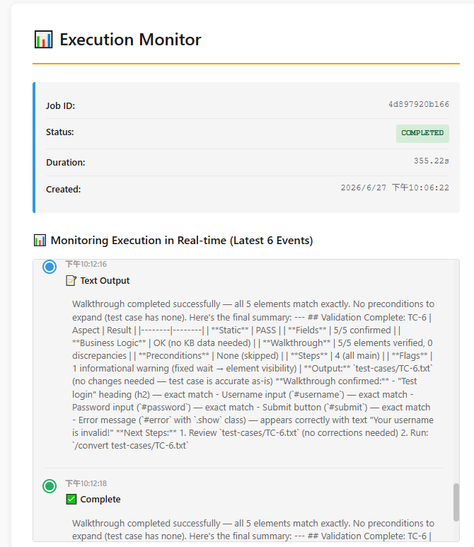 Web UI - Job Runner Execution Monitor