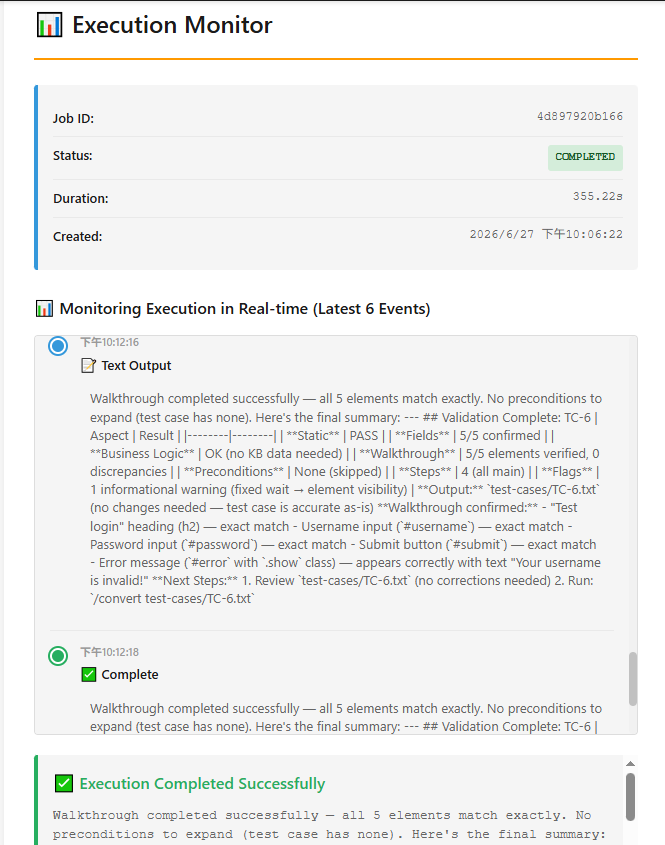 Web UI - Job Runner Validate
